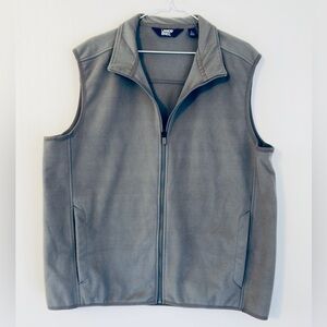 Lands' End Men's Gray Fleece Vest Grey Large